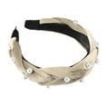 thumbnail image 5 of Unique Bargains 1 Pc Braided Faux Pearl flannelette Headband Headwear Hairband for Women 1.2 Inch Wide Beige, 5 of 7