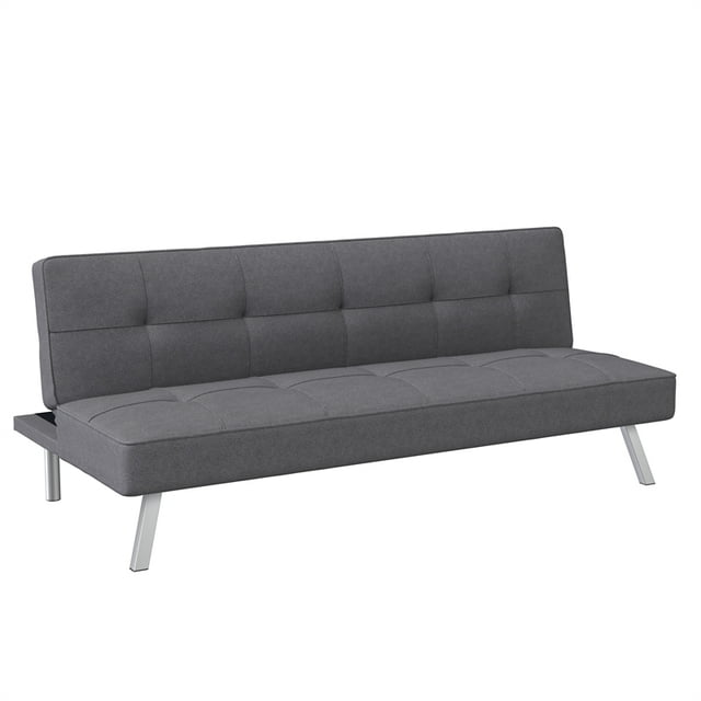 Serta Carson Tufted Sleeper Sofa in Charcoal Gray Fabric Upholstery
