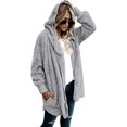 thumbnail image 2 of Femmes Cardigan à Capuche Veste en Molleton Ouvert Hiver avec Poches, Gris, S, 2 of 4