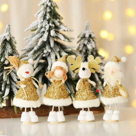 

Christmas Doll Nice-looking Portable Lightweight Angel Snowman Doll Christmas Tree Pendant Decor for Table Black Fabric