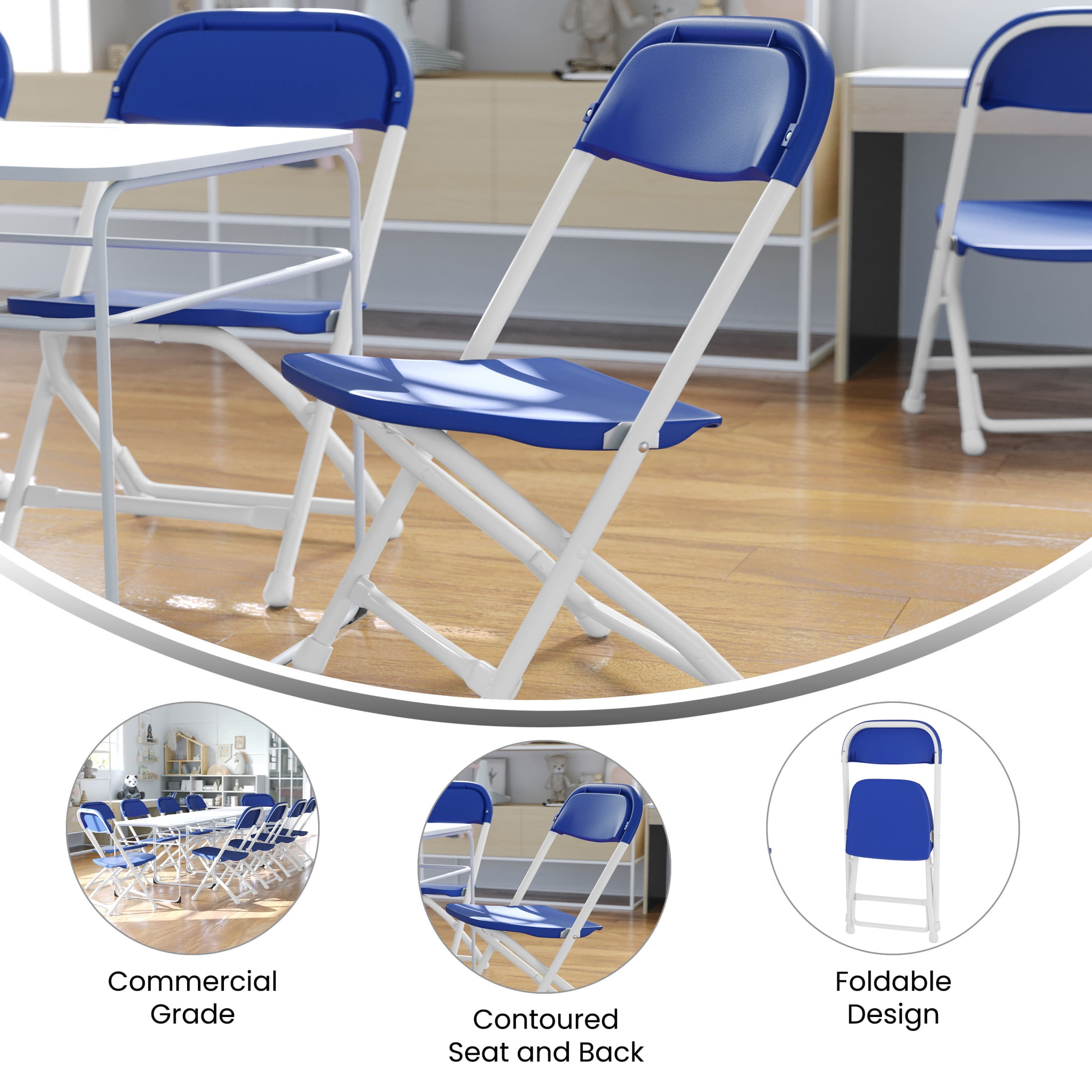 Flash Furniture Kids Blue Plastic Folding Chair