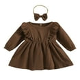 thumbnail image 1 of Bébé bébé Filles Tenues Manches Longues Volant une Ligne Robe Mignonne Vêtements 2 Pièces Ensemble, 1 of 8