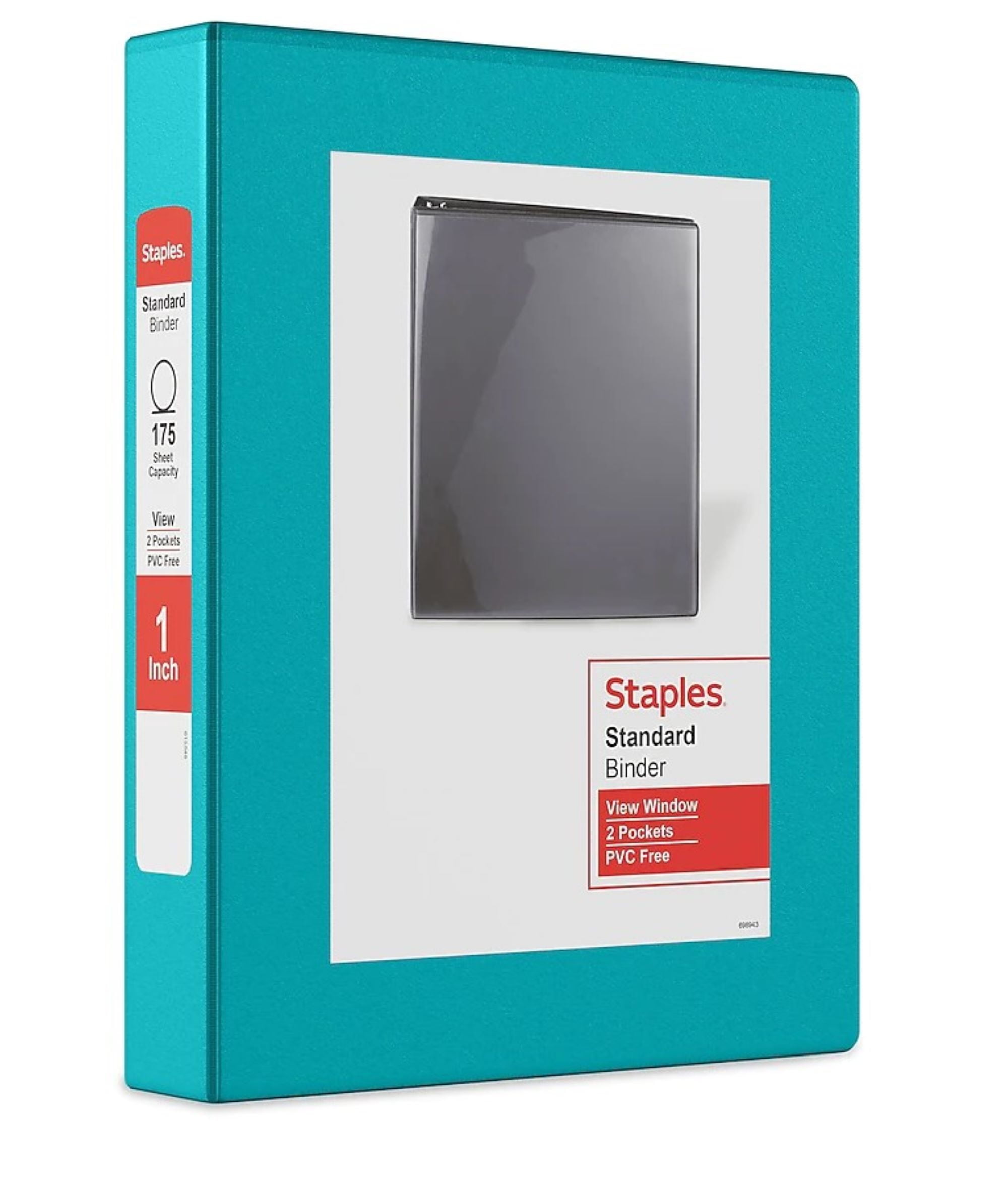 Staples Standard 1'' 3-Ring View Mini Binder Teal (26456-CC) 55424/26456