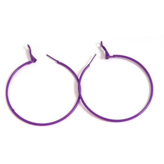 Purple Hoop Earrings Skinny Thin Hoop Earrings 2.25 inch Hoops