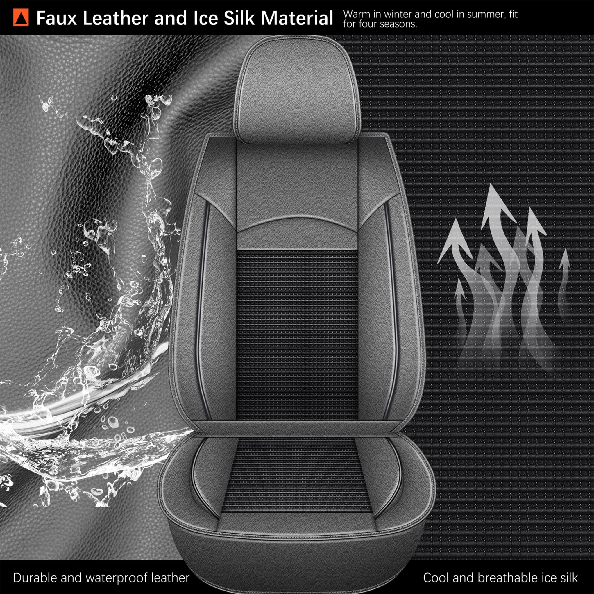 DIKSOAKR Car Seat Covers for Toyota RAV4 2013-2025 2026 Waterproof Leather Seat Covers Car Seat Protector Compatible Airbag Grey,Front Set( 2 Seats)