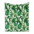 thumbnail image 1 of Plant Soft Flannel Fleece Blanket, Equatorial Leaves in Hand Drawn Watercolor Style Artwork Botanical Petal Spring, Cozy Plush for Indoor and Outdoor Use, 50" x 70", Green Jade Green, by Ambesonne, 1 of 6