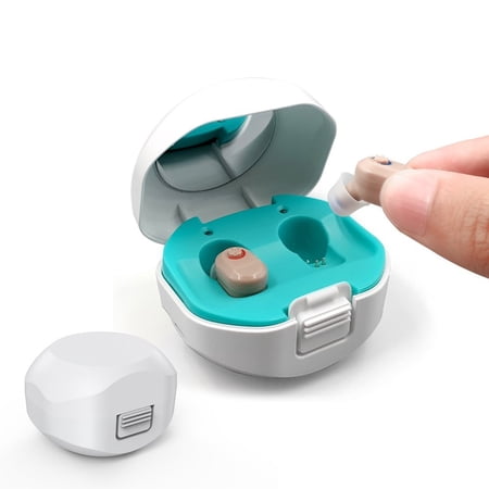 Amplifier Devices with Magnetic Contact Charging Box, Personal Sound Amplifiers with Noise Reduction and Feedback Cancellation for Seniors