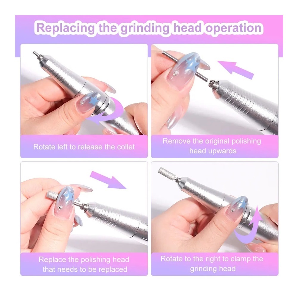 45000RPM Electric Nail Drill Machine Professional Nail Drills for Gel Nails Polish Rechargeable Portable Nail File Manicure Tool