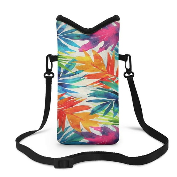 SEANATIVE Women Men Small Crossbody Purses Cellphone Pouch Case for Travel Phone Carrier Case Bag with Adjustable Shoulder Strap Fits Most Smartphones, 8 x 4 inch, Colorful Leaves