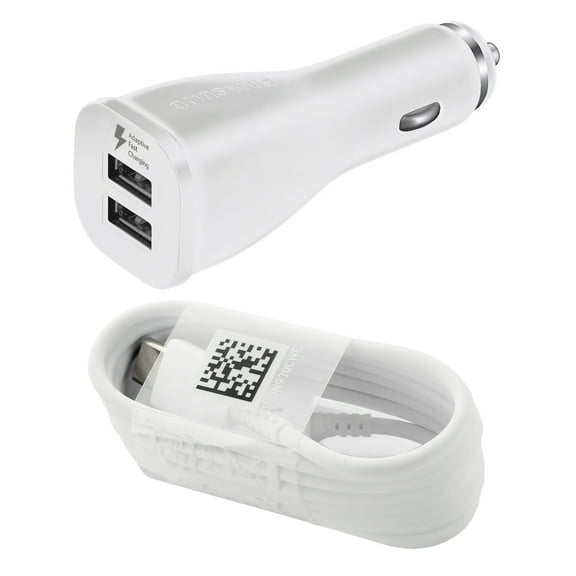 OEM Samsung Galaxy S8/S8+/S9/S9+ Galaxy Note 8/9 Adaptive Fast Charger Type C Cable Kit [1 Car Charger + 4FT Type C USB Cable] Adaptive Fast Charging uses dual voltages for up to 50% faster charging