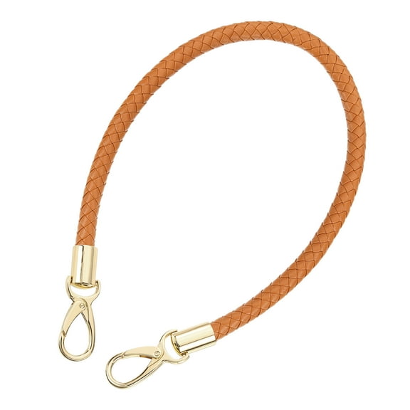 Leather Purse Strap, 1Pack 60cm Short Leather PU Braided Purse (Yellow Brown Strap   Gold Clasp)