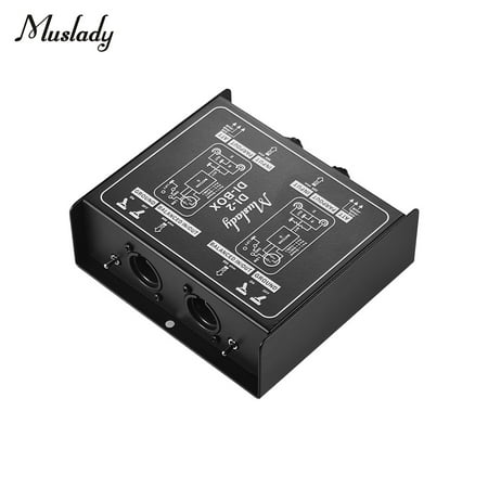 Muslady DI-2 Professional Dual-Channel Passive DI-Box Direct Injection Audio Box Balanced & Unbalance Signal Converter with XLR TRS Interfaces for Electric Guitar Bass Live