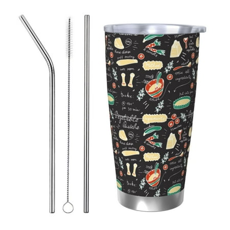 

Bingfone Vegetable Quiche for 20 Oz Stainless Steel Travel Mug Double Wall Water Coffee Cup for Home Office Outdoor Works Great for Ice Drinks and Hot Beverage-Straw Three-piece Set