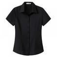 thumbnail image 1 of POINTERTECK Women‘s Cotton Basic Simple Stretch Button Down Shirt Tailored Short Sleeve Blouse, 1 of 8