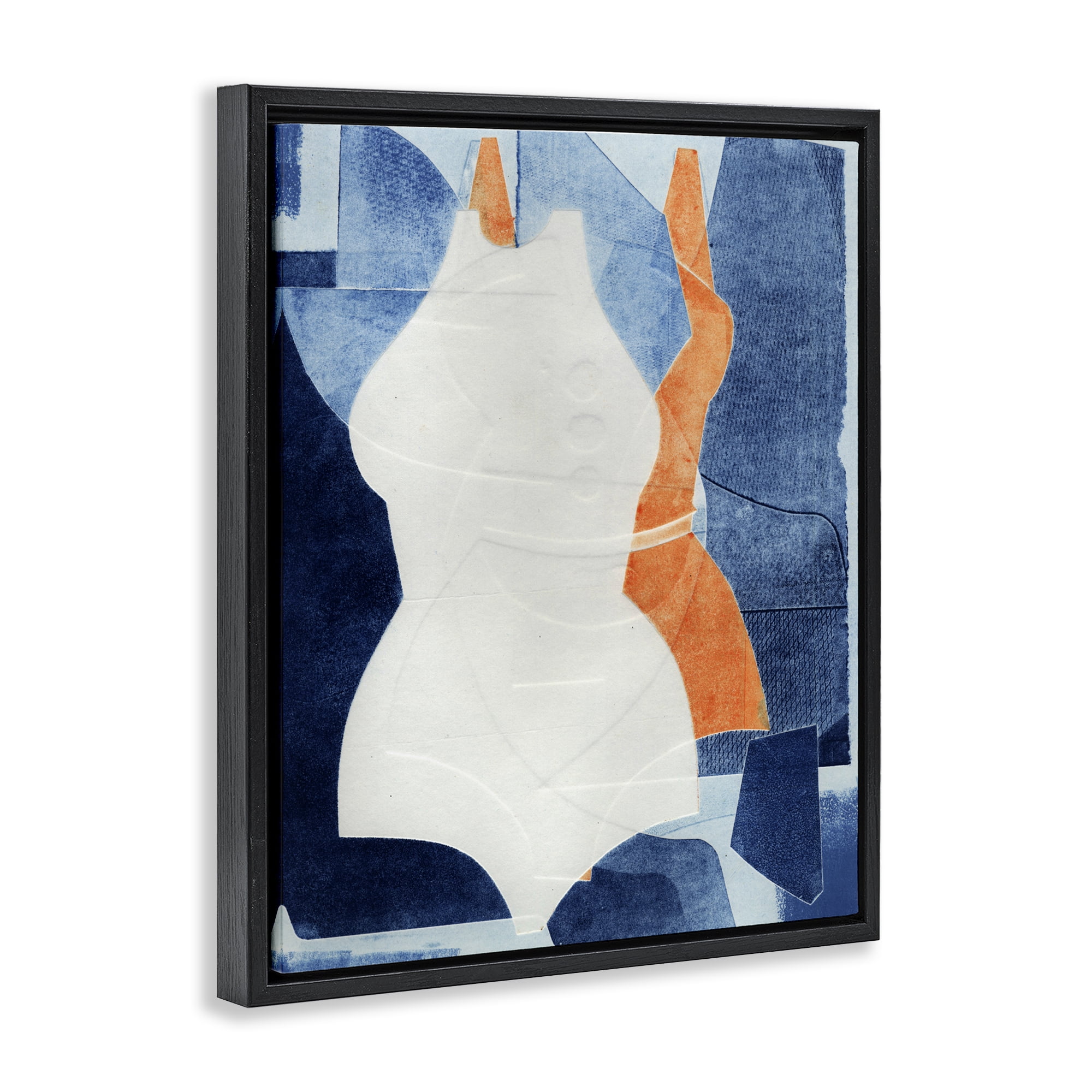 Stupell Industries Abstract Fashion Shapes Blue Black Framed Floater Canvas Wall Art, design by Stacy Milrany