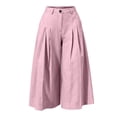 thumbnail image 4 of Levmjia Women High Waisted Pleated Wide Leg Capri Pants Plus Size Elastic Waist Casual Loose Cropped Trousers with Pockets, 4 of 7