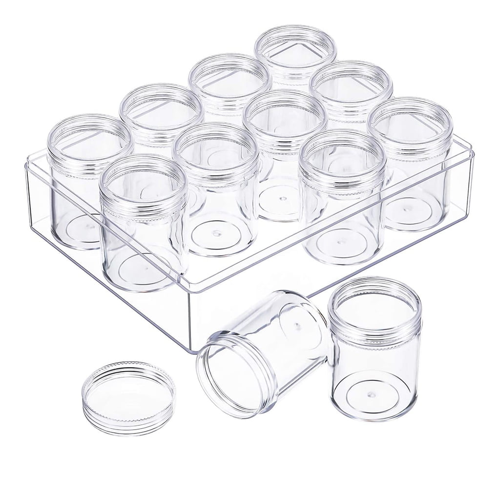 DTOWER 1 Set 12 Pieces Small Round Boxes with Lid Bead Storage Simple