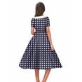 thumbnail image 4 of Iyufng Women's Checkered Printed Dresses Hepburn-Style Dress Fitted Waist Button-Down Dress, 4 of 6