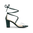 thumbnail image 3 of BLISSFUL STEP Sandales à Talon Bloc à Lacets pour Femme à Bride Transparente Vert Foncé (Taille 7), 3 of 7