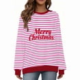 thumbnail image 5 of ZUKMRJPC Christmas Sweatshirt for Women and Men Long Sleeve Fashion Striped Print Crewneck Sweatshirts Holiday Comfy Fleece Lined Tops, 5 of 7