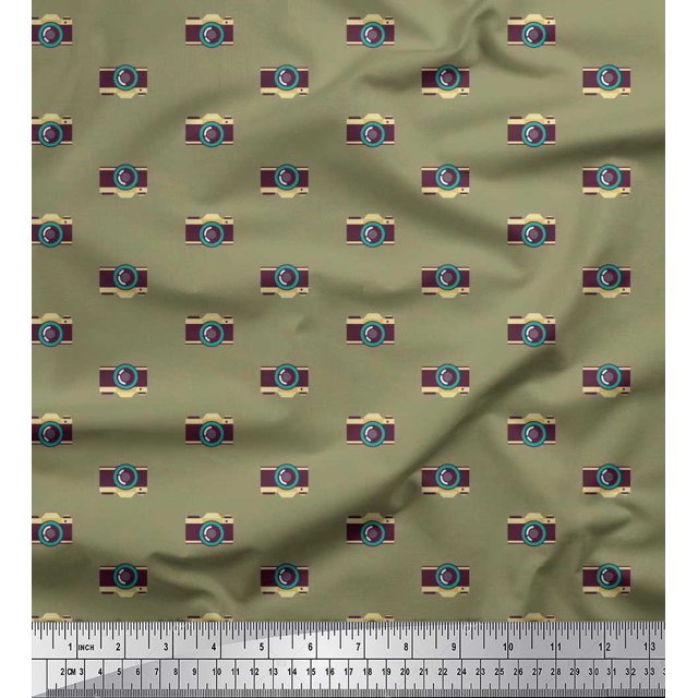 Soimoi Cotton Jersey Fabric Camera Shirting Print Fabric by The Yard 58 Inch Wide
