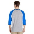 thumbnail image 5 of Gildan Raglan Three-Quarter Sleeve T-Shirt for Men’s Heavy Cotton GR57 Crew Neck Tee Sport Grey/ Royal, 3XL, 5 of 5