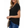 thumbnail image 4 of UVN Blouses for Women Summer Short Sleeve Work Shirts Dressy Casual V Neck Print Tops, 4 of 9