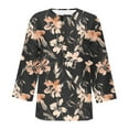 thumbnail image 6 of CYMMPU Tunic Tops Button up V Neck Blouses for Women Dressy Casual Spring Tops Loose Fit Floral Printed Summer Fashion Shirts 3/4 Sleeve Business Elegant Work Topss Gray S, 6 of 6