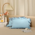 thumbnail image 6 of Unique Bargains 2Pcs Wide Lace Double Layer Envelope Closure Pillow Shams Navy Blue Queen, 6 of 6