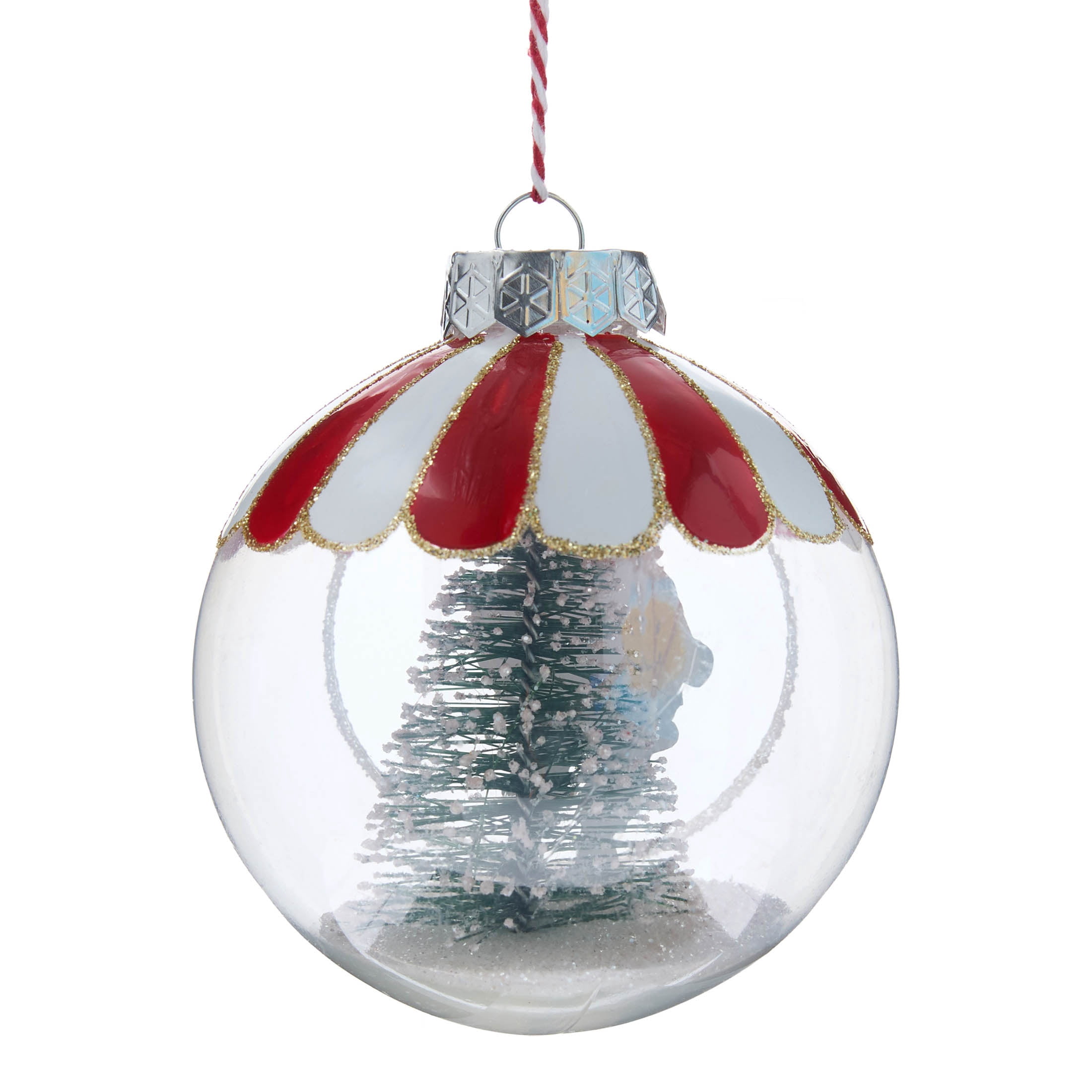 Red and White Santa Bottle Brush Tree Scene Ball Christmas Ornament, 4", by Holiday Time
