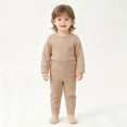 thumbnail image 2 of 6-12Months Infant Boys Solid Thermal Underwear Set,Long Sleeve Top and Pants,Soft Warm Base Layer for Boys, 2 of 9