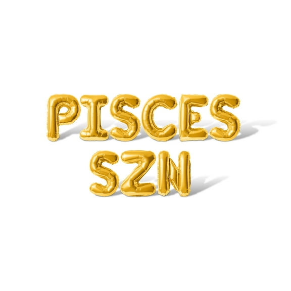 Letter Balloons - PISCES SZN 16" Inch Alphabet Letters Foil Mylar Balloon Birthday Party Banner (Gold)