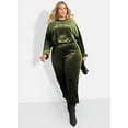 thumbnail image 4 of Rebdolls Women's Plus Pull Over Cropped Velour Hoodie - Green - Medium, 4 of 5