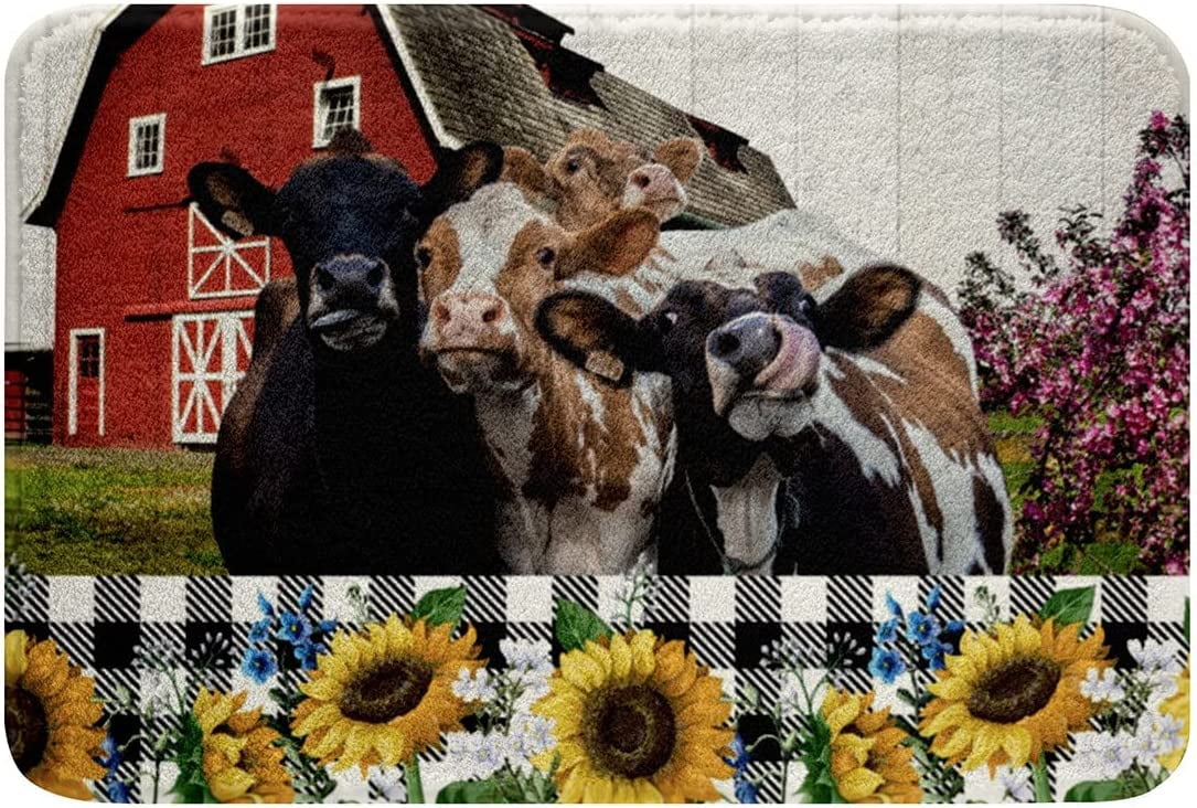 Western Style Bath mat,Cow Bathroom Rugs for Kids Boys Girls Child