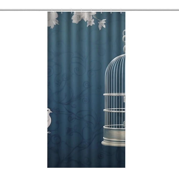Chilfamy  Bird Cage Dove Shower Curtain ,Watercolor Flowers Bathroom Shower Curtain, Waterproof Fabric Shower Curtain with Hooks