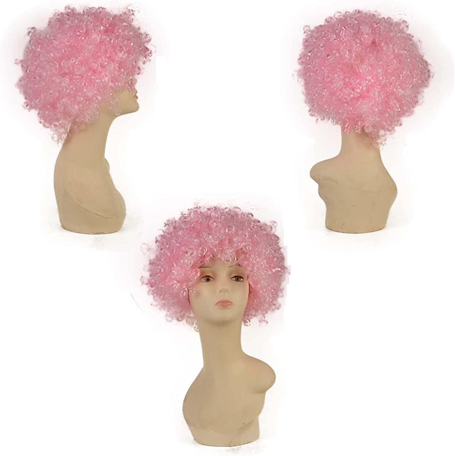 1970s Pink Afro Wig Adults Fancy Dress 70s Retro Mens Ladies Costume Accessory 