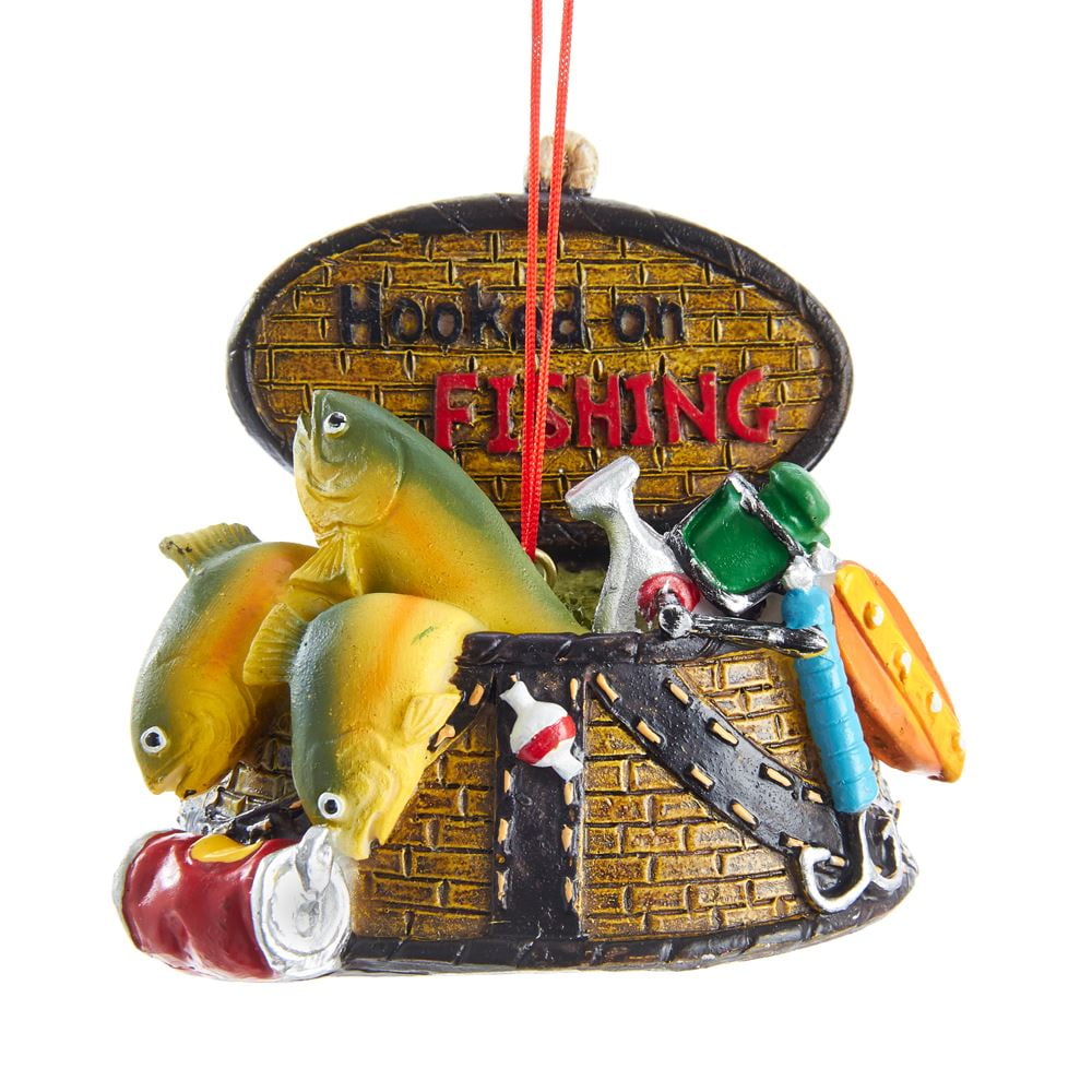 Fishing Basket Natural Brown 3 inch Resin Stone Christmas Figurine