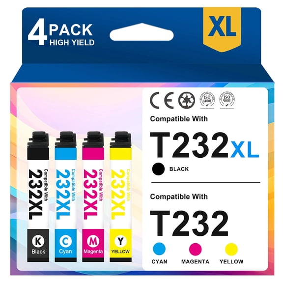 232 Ink Cartridges 4 PACK Compatible for Epson 232 232XL T232XL T232 Ink for XP-4200 XP-4205 WF-2930 WF-2950 XP4200 XP4205 WF2930 WF2950 Printers | 232 XL Black,Cyan,Magenta,Yellow
