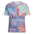 thumbnail image 5 of Rainbow Horse with Wings Women's Short Sleeve Tops Casual Blouses T Shirt, 5 of 6