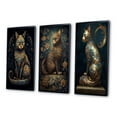 thumbnail image 3 of Designart "Glamorous Gold Cat Retro Blue" Animals Cat Framed Wall Art Set Of 3 - Blue Cat Frame Canvas Set For Living Room Decor, 3 of 6