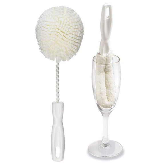 Set of 2 Crystal Stemware Brush & Foam Goblet Cleaning Brush, Non-Scratch Foam Kitchen Glassware Cleaner, Bar, Hotel, Re