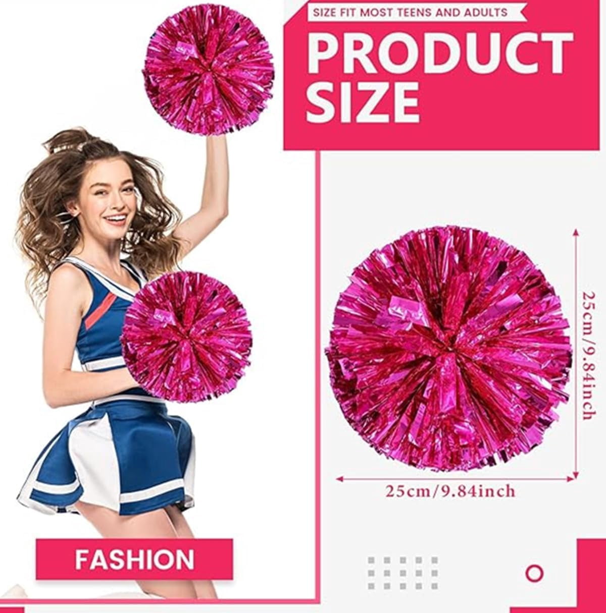 EONQY Plastic Cheerleading Poms, 4Pcs Super Cute Cheerleading pom poms Cheer Dance Pom Pom for Game, Sports, Aerobics