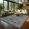 thumbnail image 2 of Hasoo 8' x 10' Area Rug for Living Room Washable Boho Floral Non Shedding Indoor Decor Carpet, Black, 2 of 6