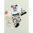 thumbnail image 3 of Seyurigaoka 3Pcs Baby Boys Outfit, Letters Romper + Cartoon Fox Print Pants + Hat, 3 of 8
