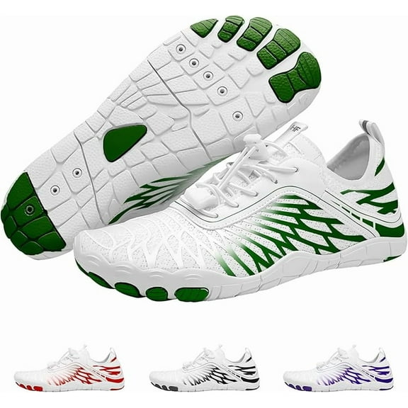 Hike Footwear HF Breathable Wide Toe Barefoot Shoes, Wide Toe Box Barefoot Shoes (Unisex) White Red, Women 11-11.5 / Men 9-9.5