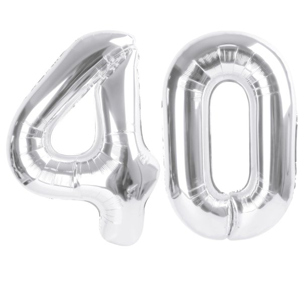 Globo para decoración de fiesta, 40 cumpleaños, plateado, 40 cm, Enyeopd