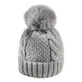 thumbnail image 2 of D-GROEE Women Winter Pom Pom Beanie Hats Warm Plush Lined,Chunky Trendy Cute Acrylic Fiber Knit Twist Cap, 2 of 8