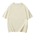 thumbnail image 5 of Krdevn Men's Oversized Cotton T-Shirt Summer Short Sleeve Round Neck Solid Color Relaxed Fit Casual Top,Color: Beige Size: XL, 5 of 5