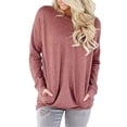 thumbnail image 3 of LilyLLL Womens Solid Color Long Sleeve Tunic Blouse Casual Pockets Blouse T Shirt, 3 of 4