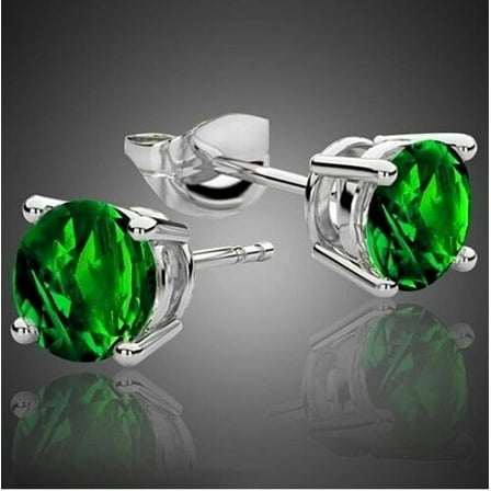 2.00 CTTW EMERALD STUD EARRINGS SET IN STERLING SILVER